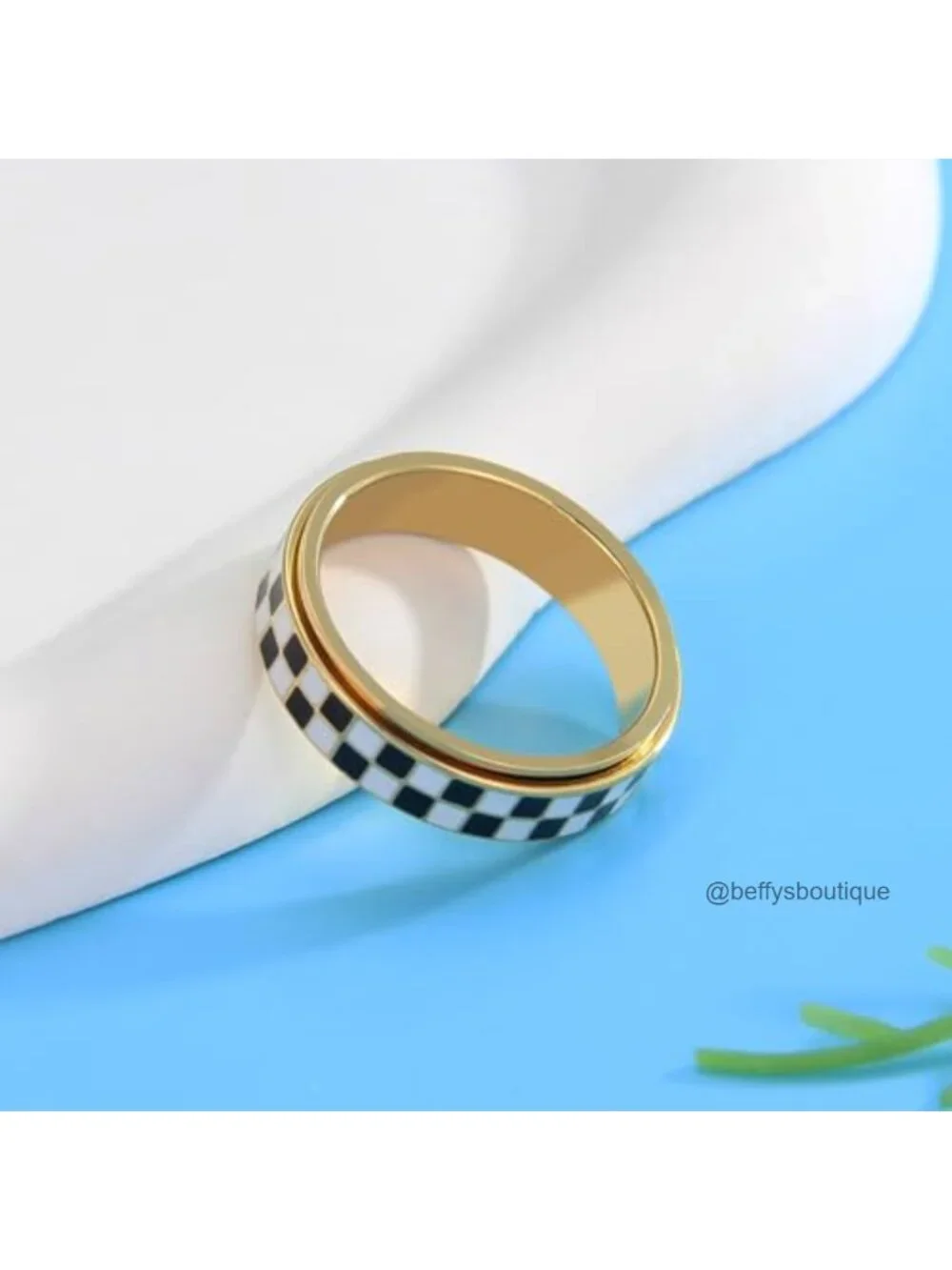 18K Gold Plated Stainless Steel Spinner Ring for Anxiety Relief, Fidget